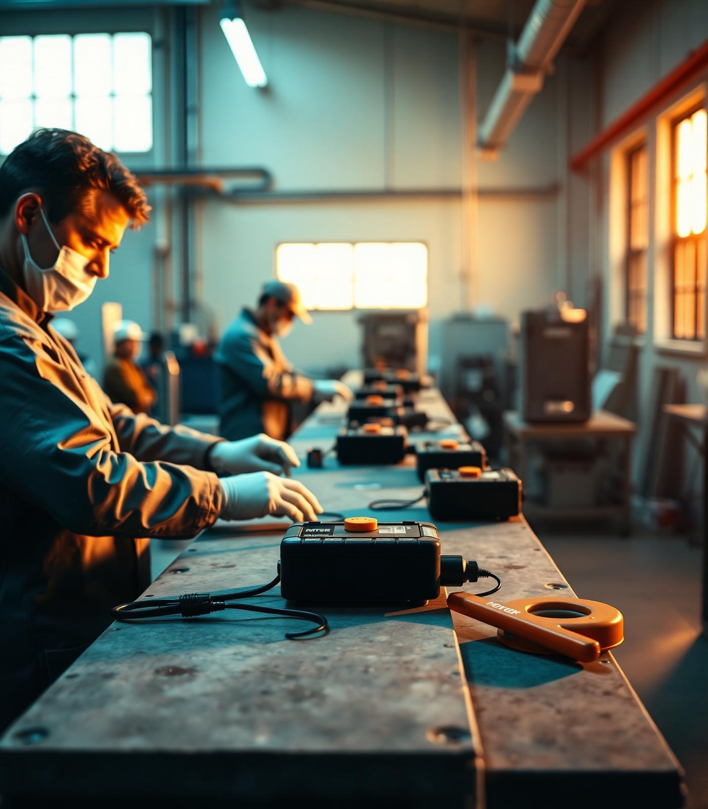 Installation technicians preparing hardware